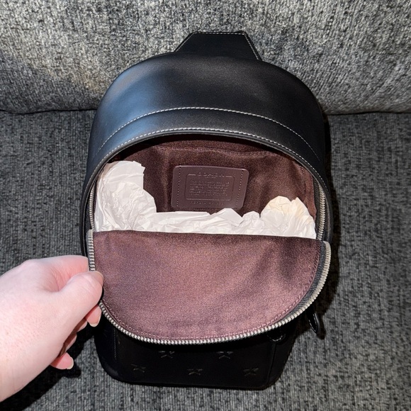 Coach West Pack Bag with Star Print Smooth Calf Leather in Gunmetal/Black NWT - Picture 7 of 16